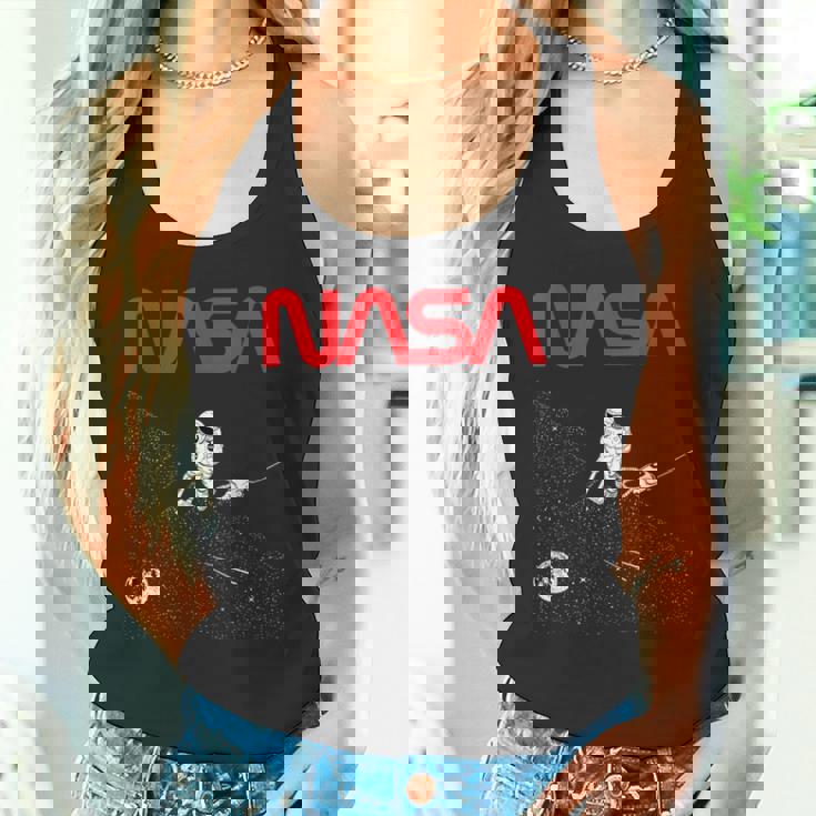 Nasaの宇宙飛行士の掃除機の星のワームのロゴが面白い タンクトップ