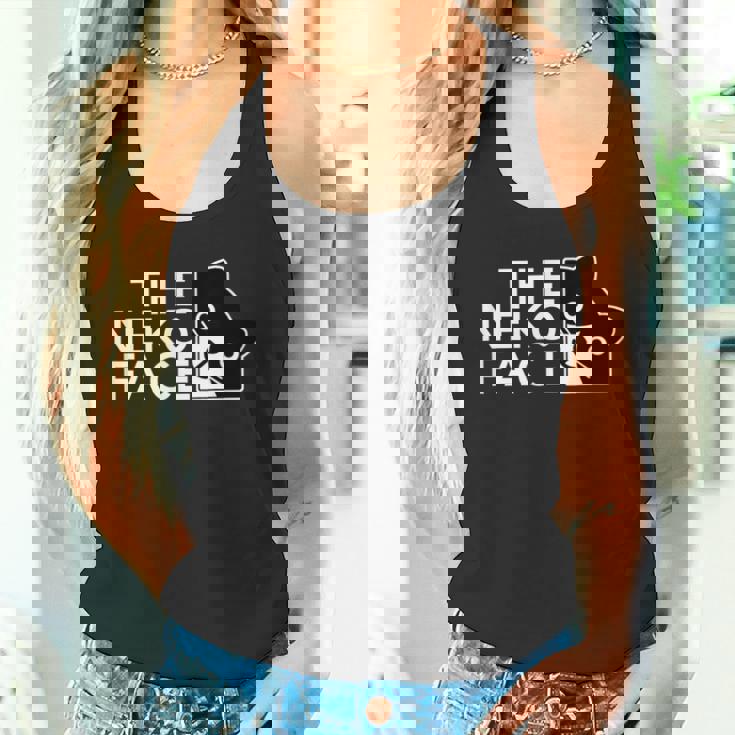 The Neko Face ザ・ネコ・フェイス《ホワイト文字》猫 ハチワレ パロディ ゆるくて かわいい 面白 イラスト タンクトップ