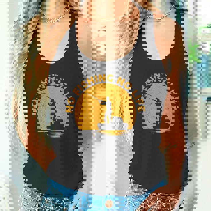 No Fishing No Life 釣り フィッシング ロゴ プリント タンクトップ