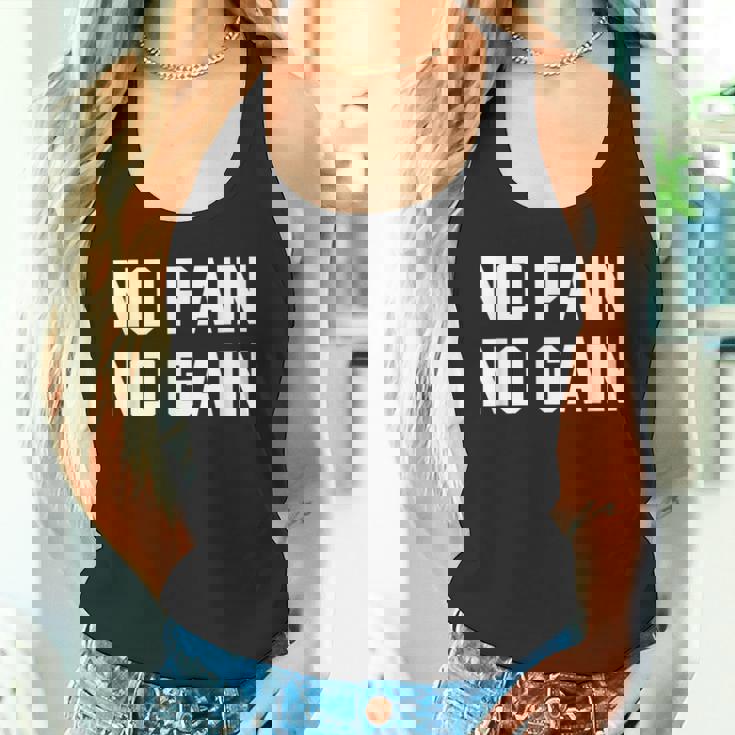 No Pain No Gain Fitness Gym Inspirational Motivation Quotes タンクトップ
