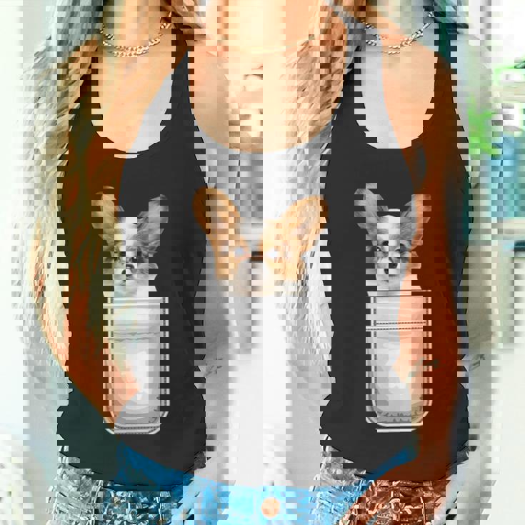 Papillon パピヨン 子犬 ポケットの中の犬 タンクトップ