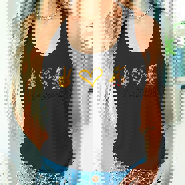 Peace Love バナナ 面白いバナナ フルーツ愛好家 ビーガン用 タンクトップ