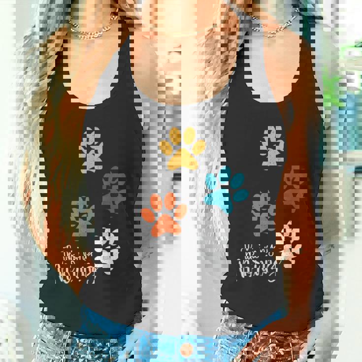 Pet Lover 肉球 犬 子犬 猫 プリント 肉球 ペット好き タンクトップ