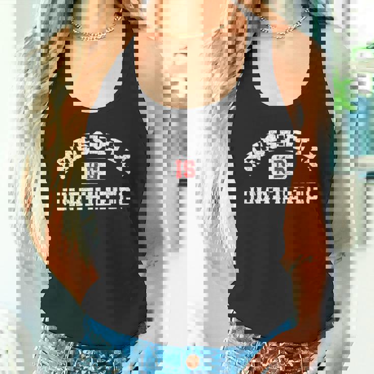 Russell Is Unathletic ユーモラスなアスリート プットダウン タンクトップ