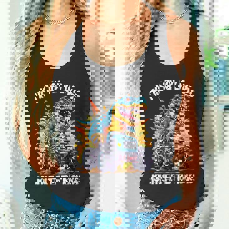 This Boy Loves Monster Trucks 恐竜モンスタートラック タンクトップ