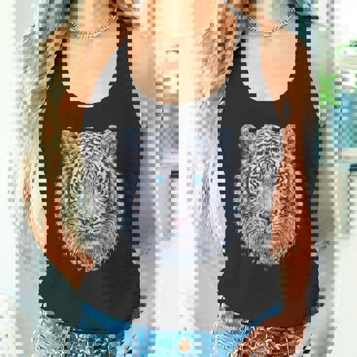 Tiger Lover 青い目の動物 ホワイトタイガー タンクトップ