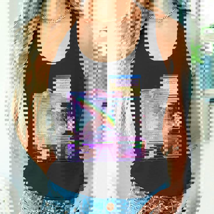 Vaporwave 美的pc トリッピーアート 90年代コンピューター タンクトップ