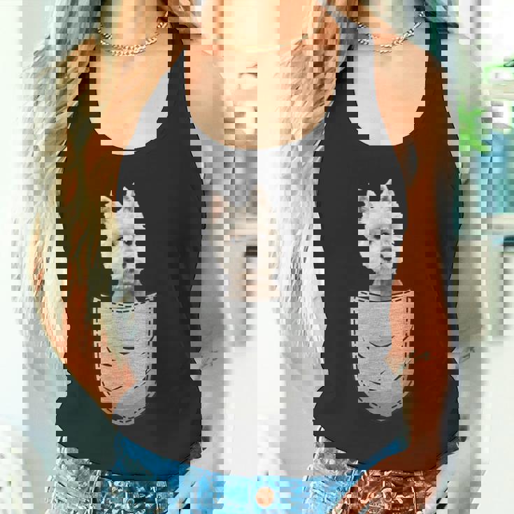 Westie ホワイトハイランドテリアポケット 犬の飼い主用 タンクトップ