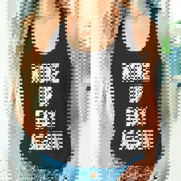 Woke Up Gay Again ayingarcastic Gay Pride Gay タンクトップ