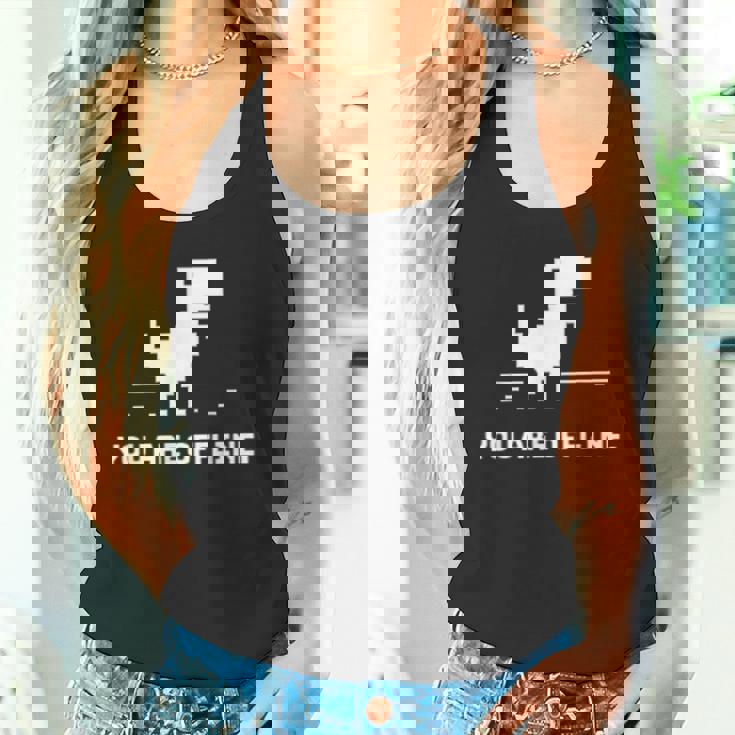 You Are Offline T-Rex 恐竜のラン ピクセルアート 恐竜ゲーム タンクトップ