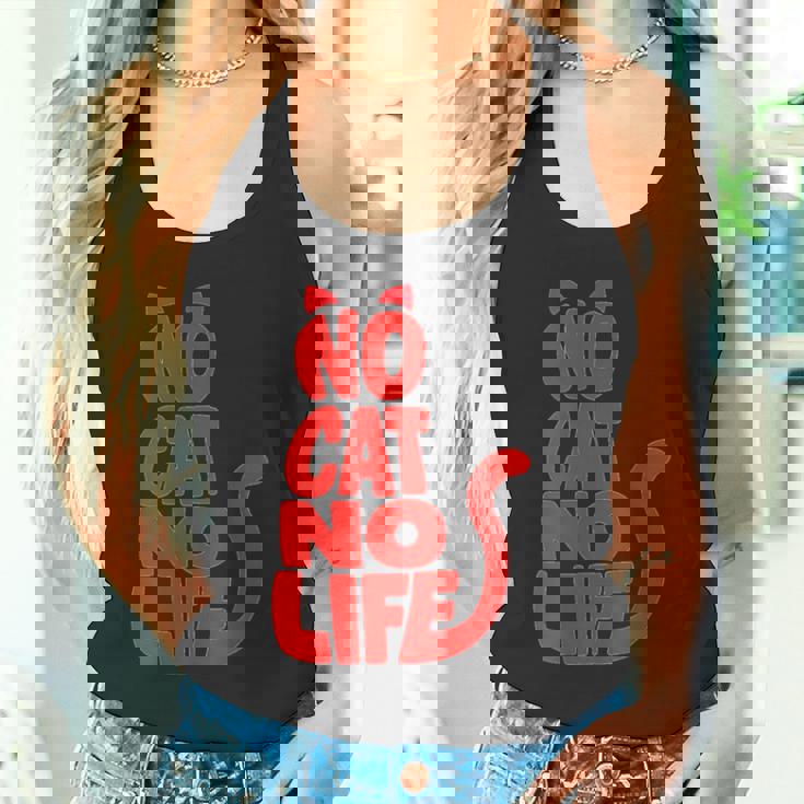 「No Cat No Life」シルエットキャット タンクトップ