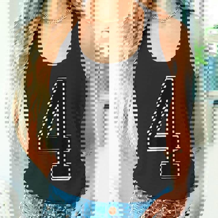 【両面プリント・表裏】4 数字 背番号・胸 ユニフォーム ナンバー【ブラック／黒の文字】スポーツ 部活 チーム 野球 タンクトップ