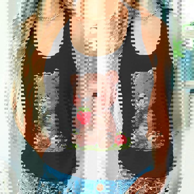 いちごくま かわいい くま 作品 描画 いちご フルーツ タンクトップ