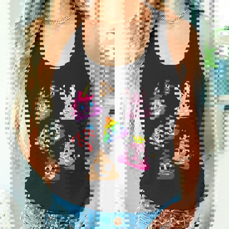 うんこマーク愚かな楽しいワッキーユニコーンバニープリンセスレインボー タンクトップ