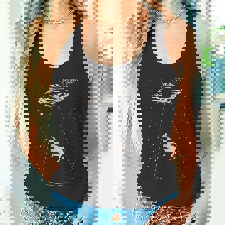 おもしろい エイリアン 牛 誘拐 ゲットミルク Ufo フライングソーサー タンクトップ