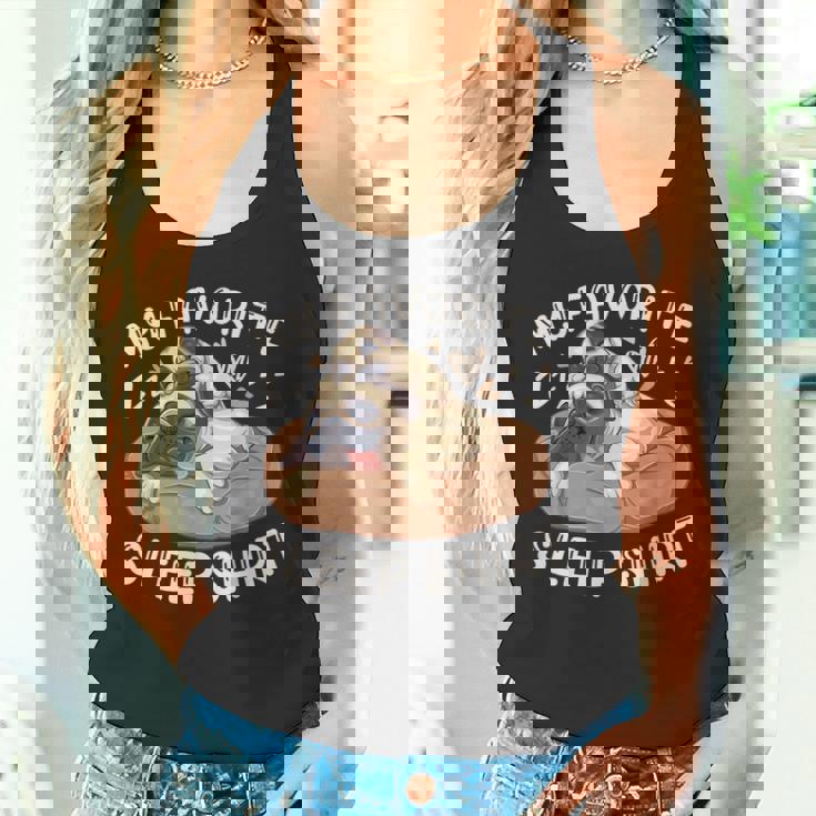 お気に入りのスリープ シャツ、パグ犬と子犬 タンクトップ