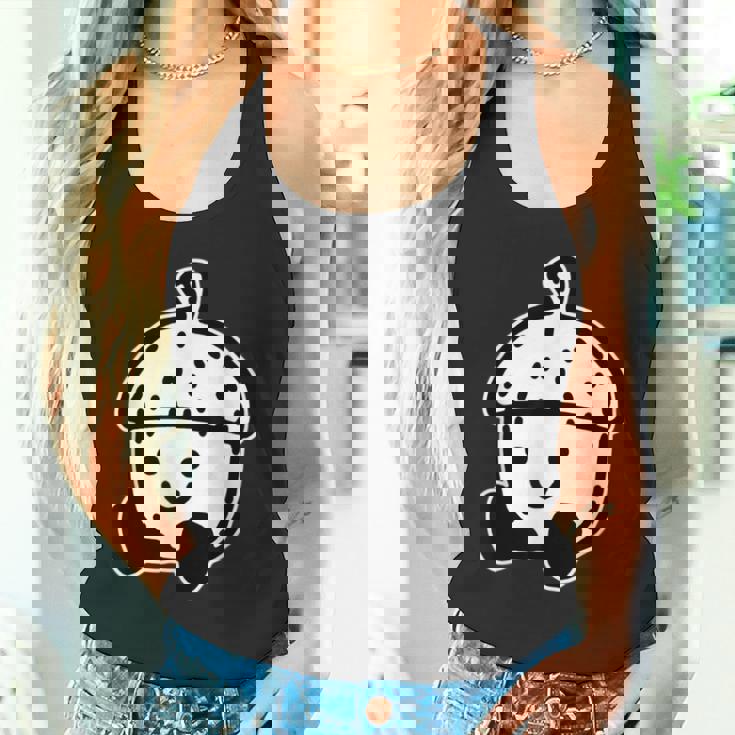 かわいい どんぐり 笑顔 ハッピー どんぐり ブラックワーク ミニマリスト タンクトップ