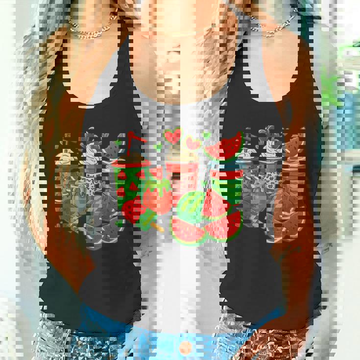 かわいい スイカ好き 夏 フルーツ スイカ アイスコーヒー タンクトップ