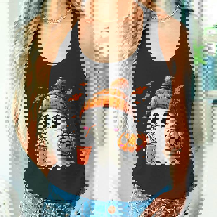 かわいいおばけを飲むかぼちゃスパイス ゴーストハロウィンコスチューム タンクトップ