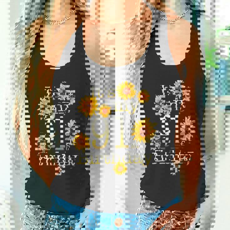 かわいいひまわり Its My 91歳の誕生日 91歳の誕生日 タンクトップ