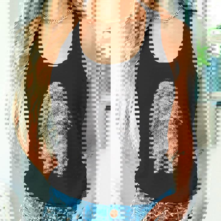 かわいいウサギの耳 座っているロップスケッチ タンクトップ