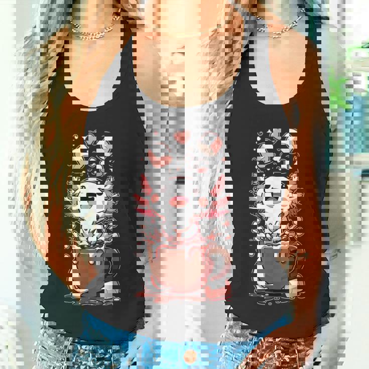 かわいいウーパールートル ホット チョコレート マシュマロ チョコレート ウーパールーパー タンクトップ