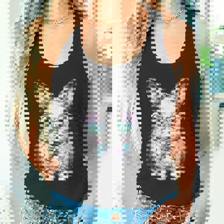 かわいいエステティックイースターボウタイバニーウサギメガネ付き タンクトップ