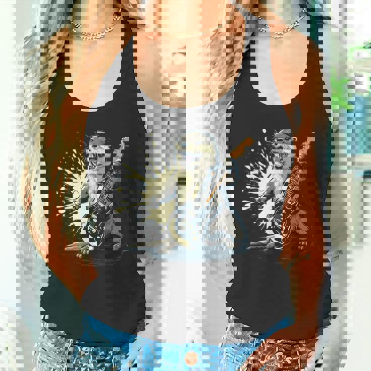 かわいいカワウソの顔のコスチューム エレキギター付き 音楽ファン向け タンクトップ