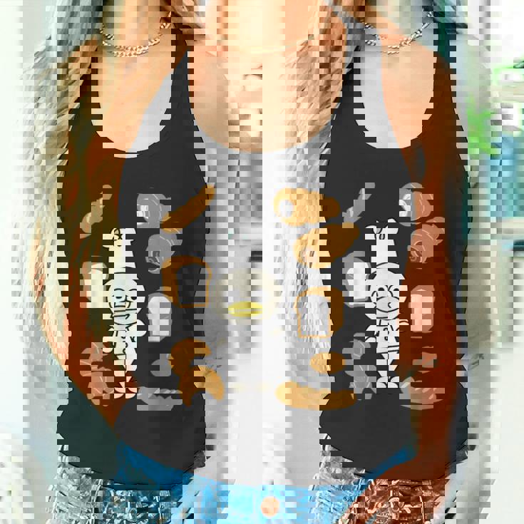 かわいいコックさん パン屋さん編 鳥 フランスパン クロワッサン チョコレートコルネ 食パン 料理 おいしい おもしろ タンクトップ