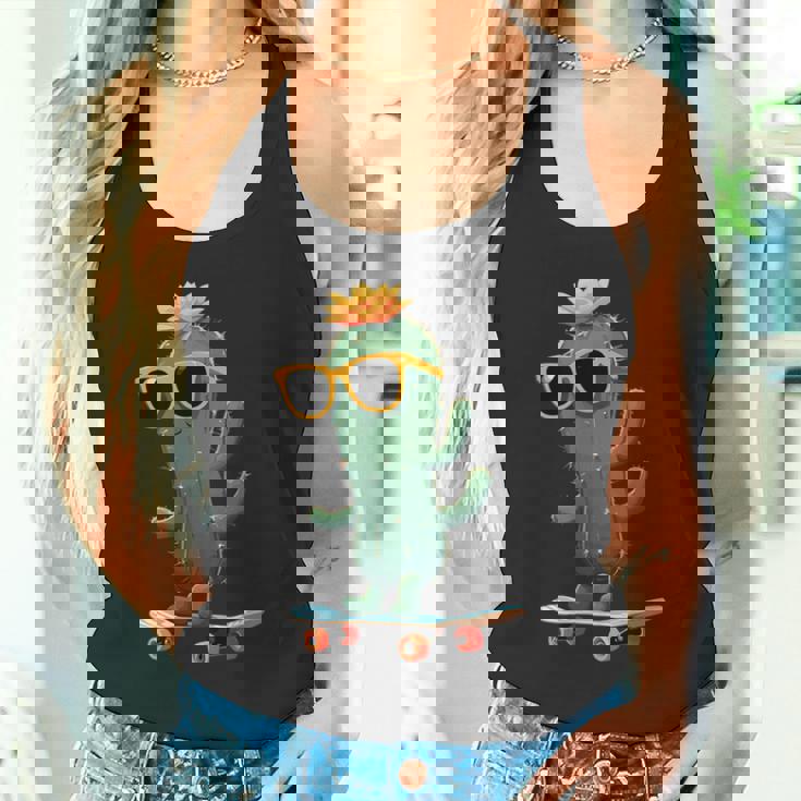 かわいいサボテン スケートボード カッコいい サボテン タンクトップ