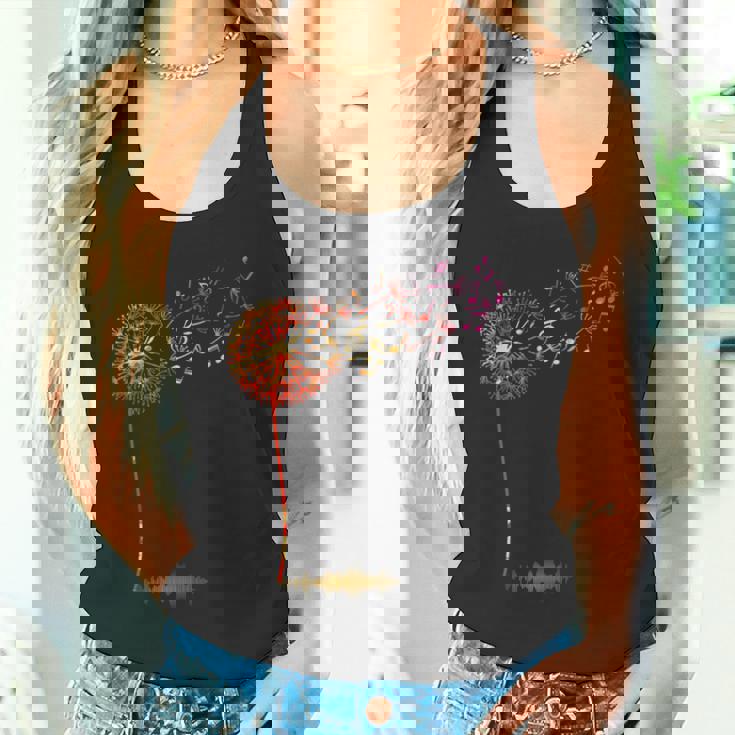 かわいいタンポポ 音符付き 花 男女兼用 音楽 タンクトップ