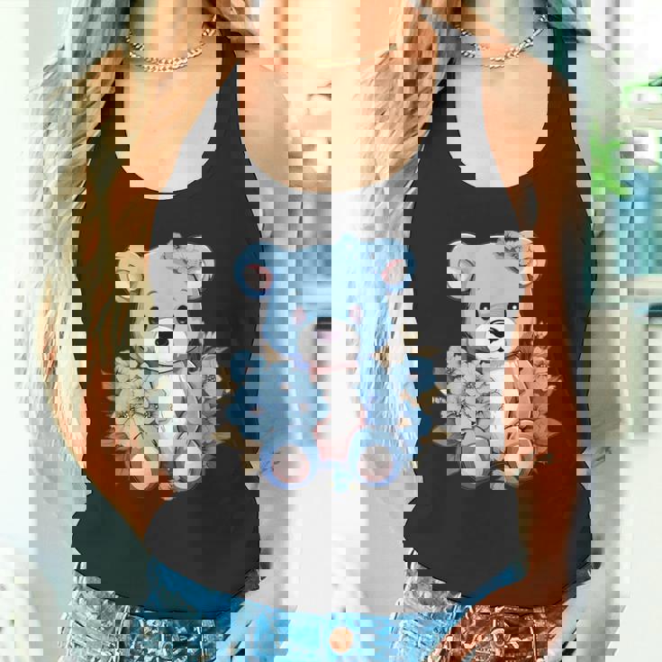 かわいいテディベアと花と一緒に I テディベア タンクトップ