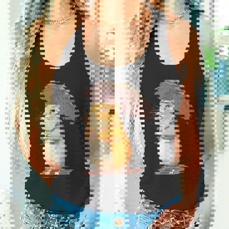 かわいいハムスターと傘のコスチューム。 タンクトップ