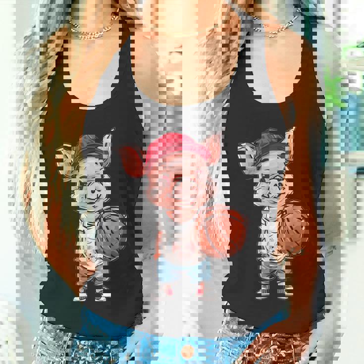 かわいいバスケットボールブタ タンクトップ