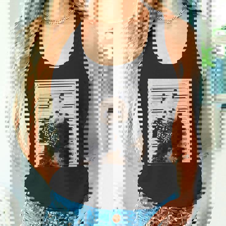 かわいいパンダの顔写真 犯罪者パンダ タンクトップ