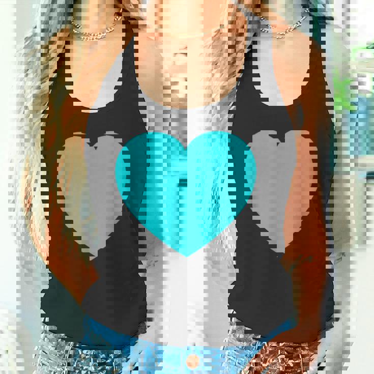 かわいいブルーターコイズハート タンクトップ