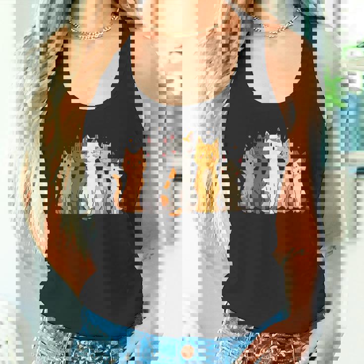 かわいい漫画の猫のイラスト タンクトップ