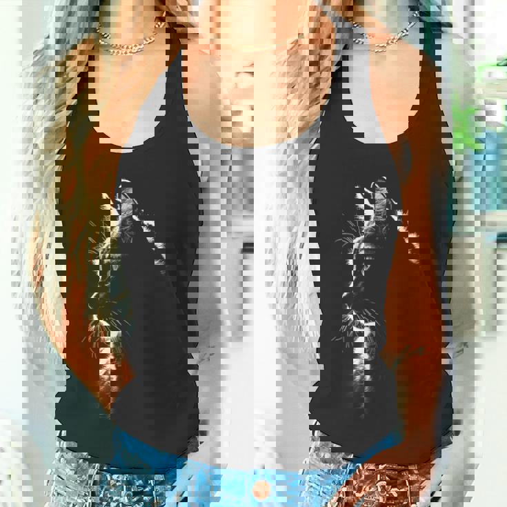 かわいい猫のシルエット 猫の肉球 猫好き 愛猫家 ペット 猫飼い おもしろ 可愛い ネコ ねこ 猫 タンクトップ