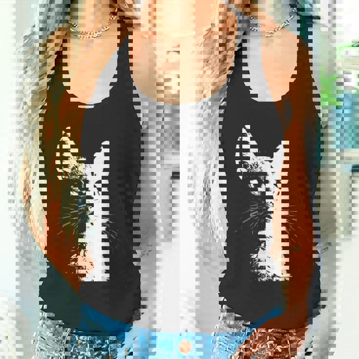 かわいい猫のポートレートデザイン。 タンクトップ