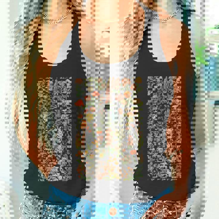 かわいい花 ビンテージ ボタニカル 花のイラスト タンクトップ