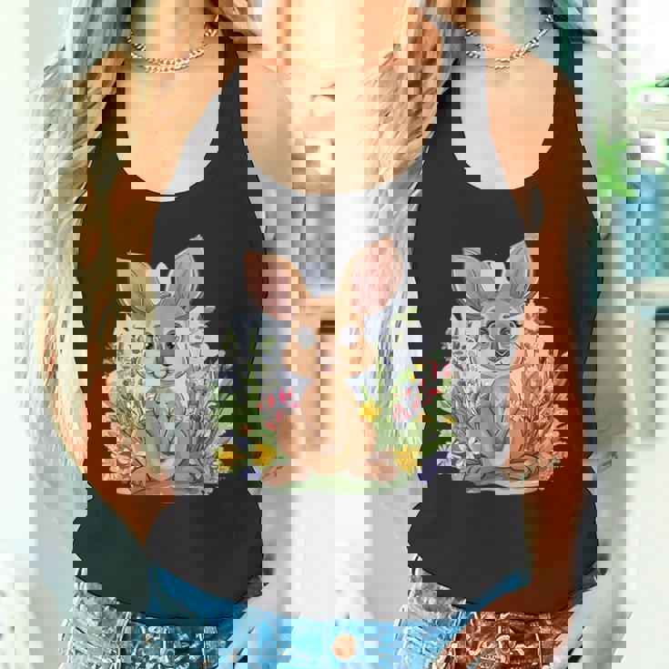 かわいい花カンガルー。 タンクトップ