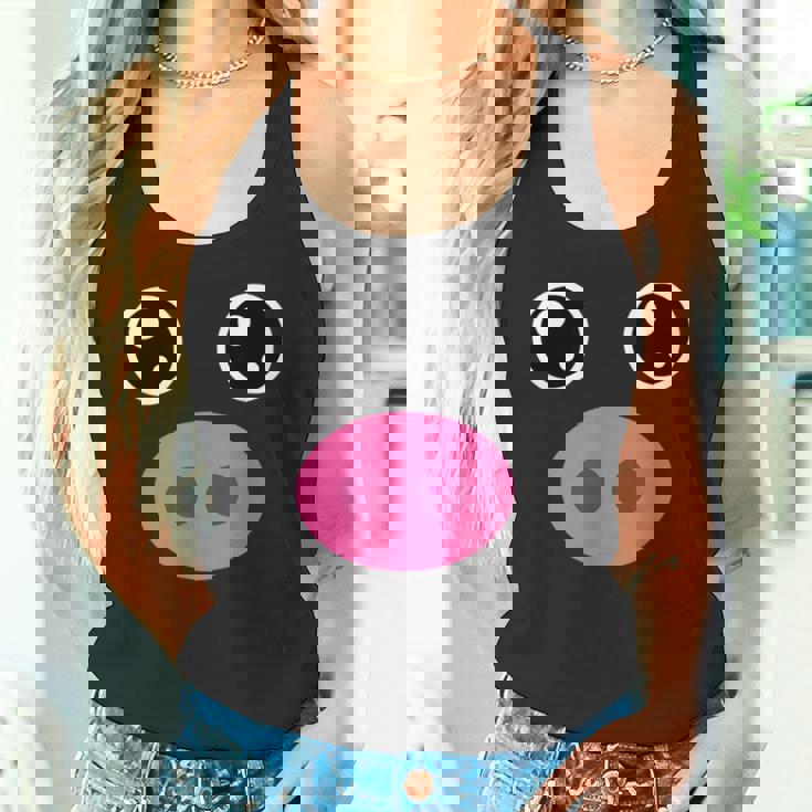 かわいい豚の顔 ピンクの鼻 面白い動物愛好家コスチューム タンクトップ