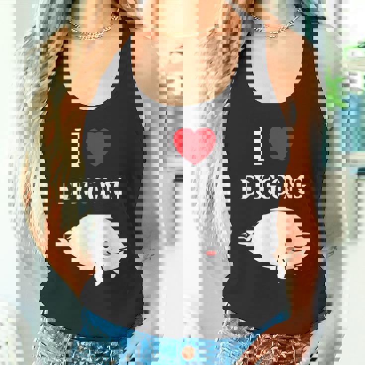 かわいい面白いシンプルなジュゴンの魚を引用します。 I Love Dugong タンクトップ