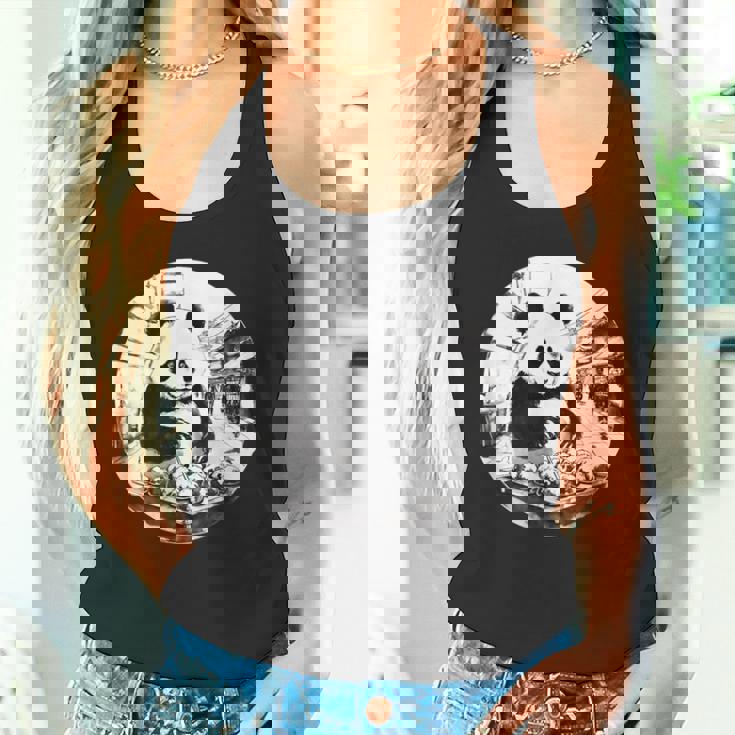 たこ焼き パンダ 水墨画 日本食 大阪 おもしろ 和風 動物 タンクトップ