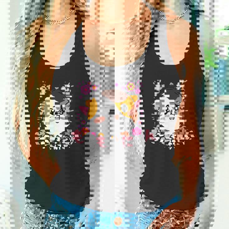 ねこ ユニークイラスト オリジナルキャラクター もちもふにゃん【Mochimofunyan】 タンクトップ