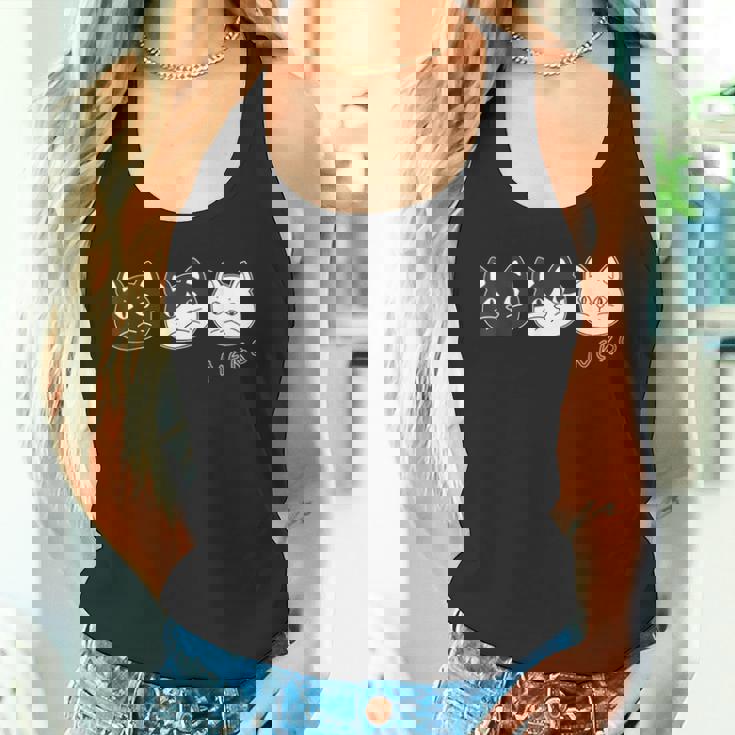 ねこさん 3 スリー Neko・Neko・Neko 黒猫・ハチワレ・白猫【どうぶつフレンズ】不機嫌猫 顔イラスト タンクトップ