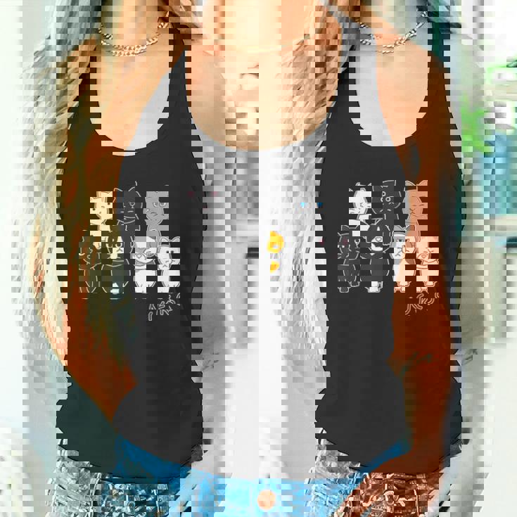 ねこさん『ウチノネコドコ』ハチワレ 黒猫 三毛猫 白猫 Neko【どうぶつフレンズ】フキゲンネコ 猫 動物 イラスト タンクトップ