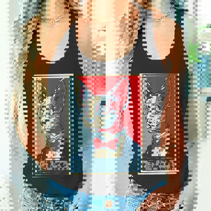 はい、私たちは面白い猫を社長として猫好きの猫好きの猫ルール面白い タンクトップ