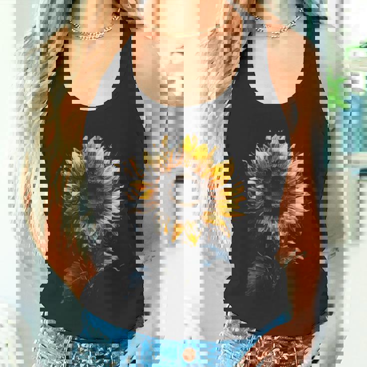 ひまわり ボタニカル 自然 アート フラワーガーデン ギフト タンクトップ