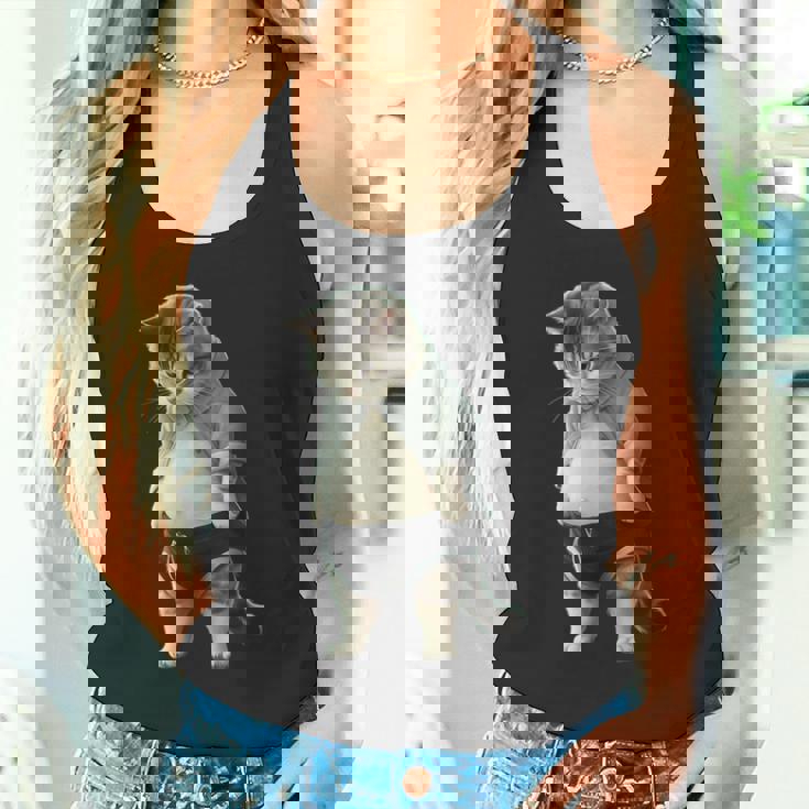 ぽっちゃり猫 お腹が大きい猫 ユーモア Fat Cat タンクトップ